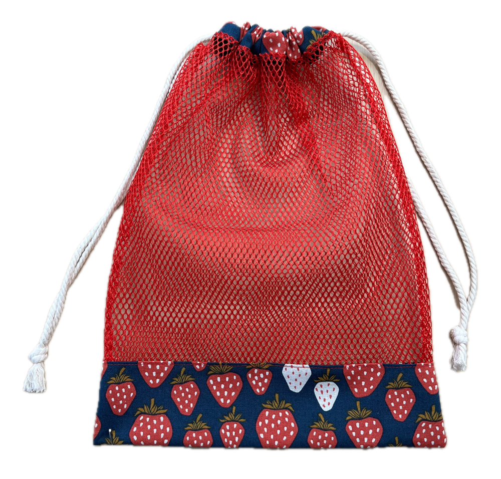 Reusable Produce Bag 10x13" - Red w/ Strawberries